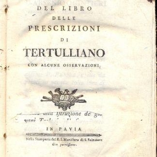 Analisi del libro delle prescrizioni. Con alcune osservazioni.