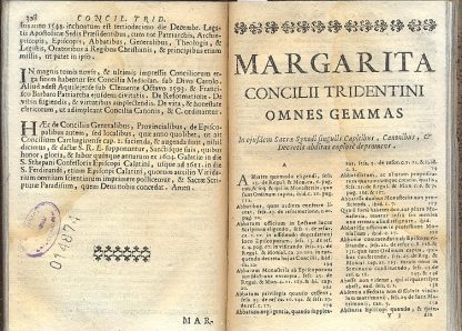 Sacrosancti Concilii Tridentini, canones, et decreta, cum citationibus ex utroq; Testamento e juris Pontificii Constitutionibus, aliisque S.R.E. Concil. Ab Horatio Lucio Calliensi. Hic novissimé prater Piorum IIV e V. R. P. Bullas, necnon Indicem Seff. Decr. Cap. Libroumque Prohibitorum postremo publicatum.