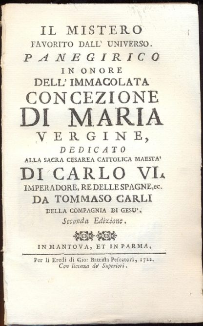 Il Mistero favorito dall'Universo. Panegirico in onore dell'Immacolata Concezione di Maria Vergine.