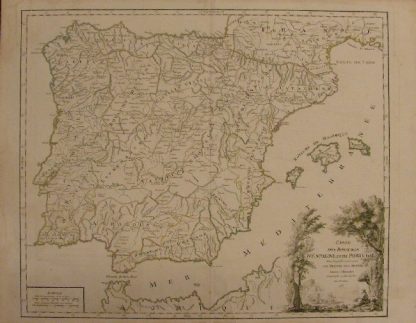 Carte des Royaumes d'Espagne et de Portugal dans laquelle sont tracees les Routes des Postes.