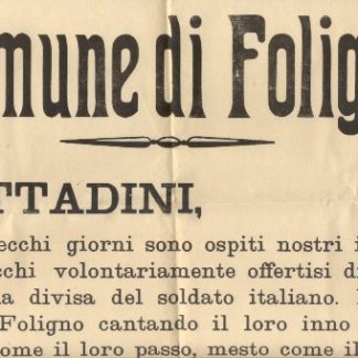 Comune di Foglino. Cittadini, da parecchi giorni sono ospiti nostri i militari czeco slovacchi volontariamente offertisi....