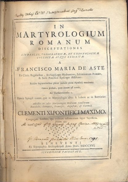 In martyrologium romanum disceptationes literales, topographicae, et chronologicae collectae at que exhibitae.