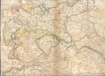 Carte de l'Allemagne comprenant l'Empire d'Autriche, le Royame de Prusse, la Confederation Germanique et la Pologne.
