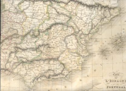 Carte de l'Espagne et du Portugal.