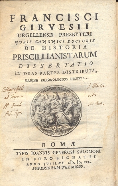 De Historia Priscillianistarum Dissertatio in duas partes distributa, ordine chronologico digesta.