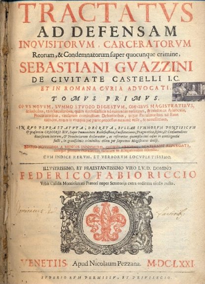 Tractatus ad defensam inquisitorum carceratorum reorum, & Condemnatorum super quocunque crimine.