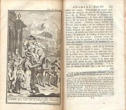 L'Odyssee. Traduite en francois , avec des remarques par Madame Dacier. Nouvelle Edition, revue e corrigee e enrichie de figures en taille souce par Picart Le Romain e autres. Tome premier et second.