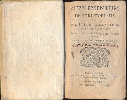 Supplementum de Scriptoribus vel Scriptis Ecclesiasticis a Bellarmino omissis, Ad annum 1460, vel ad Artem Typographicam inventam.