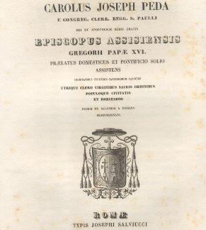 Carolus Joseph Peda, Episcopus Assisiensis Gregorii Papae XVI.