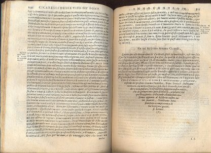 Delle Vite de' Sommi Pontefici, dal Salvator Nostro sino a Paolo II. Ampliato con le historie de' Papi Moderni da Sisto IV fino a Paolo V. Scritte dal P. F. Onofrio Panuinio veronese, da Antonio Cicarelli da Foligno e da D. Gio. Stringa venetiano. Con l'annotazioni del Panuinio e con la Cronologia Ecclesiastica dello stesso, ampliata da Bartolomeo Dionigi, da Lauro Testa. Oltre i nomi, cognomi e patrie di tutti gli Cardinali, raccolti per il sudetto Dionigi dall'opere del Panuinio, e da gli Atti della Cancelleria Apostolica; e l'Effigie di tutti gli Pontefici al naturale: e perfettionato in questa impressione con l'aggiunta delle vite di Gregorio XV e di Urbano VIII con un supplimento di venti anni alla cronologia di D. Francesco Tomasuccio venetiano. con tre fedeli e copiose tavole; una de' Papi, la seconda de' Cardinali, e la terza delle Cose Notabili.