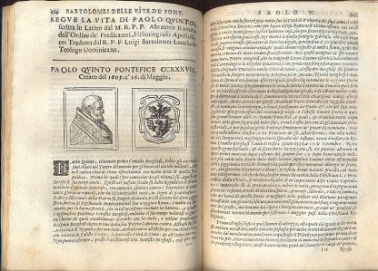 Delle Vite de' Sommi Pontefici, dal Salvator Nostro sino a Paolo II. Ampliato con le historie de' Papi Moderni da Sisto IV fino a Paolo V. Scritte dal P. F. Onofrio Panuinio veronese, da Antonio Cicarelli da Foligno e da D. Gio. Stringa venetiano. Con l'annotazioni del Panuinio e con la Cronologia Ecclesiastica dello stesso, ampliata da Bartolomeo Dionigi, da Lauro Testa. Oltre i nomi, cognomi e patrie di tutti gli Cardinali, raccolti per il sudetto Dionigi dall'opere del Panuinio, e da gli Atti della Cancelleria Apostolica; e l'Effigie di tutti gli Pontefici al naturale: e perfettionato in questa impressione con l'aggiunta delle vite di Gregorio XV e di Urbano VIII con un supplimento di venti anni alla cronologia di D. Francesco Tomasuccio venetiano. con tre fedeli e copiose tavole; una de' Papi, la seconda de' Cardinali, e la terza delle Cose Notabili.