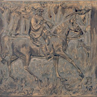 Ritratto del Sor Pietro, guardiacaccia a cavallo. Lo chalet di Madama Bertthod in Val Ferret (in quattro colori, su tre legni).