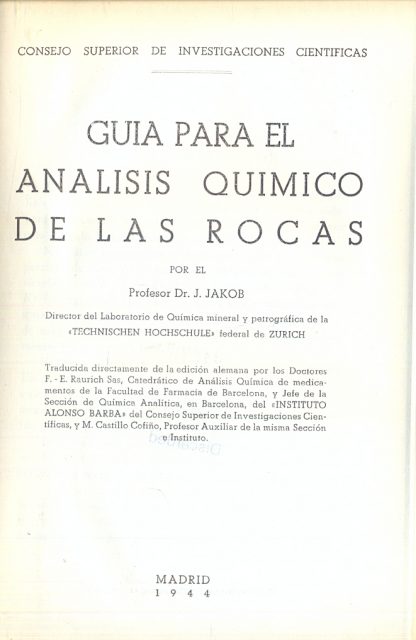 Guia para el analisis quimico de las rocas.