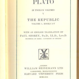 The Republic. With an english translation Paul Shorey.