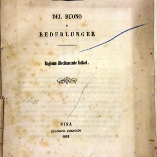 Tribunale di Prima Istanza di Pisa. Del Buono e Bederlunger. Ragione illecitamente fattasi.