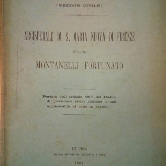 R.Corte d'Appello di Lucca (Sezione Civile). Arcispedale di A. Maria Nuova di Firenze contro Montanelli Fortunato.