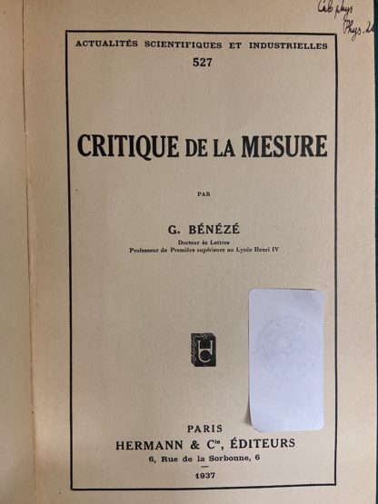 Critique de la Mesure