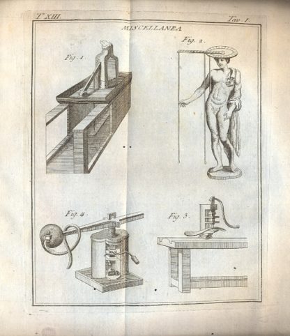 Dizionario Universale delle Arti e Scienze contenente le figure, le spezie, le proprietà, le produzioni, le preparazioni e gli usi delle cose naturali e artifiziali. L'Origine, il Progresso, e lo Stato delle Cose Ecclesiastiche, Civili, Militari, e di Commercio Co' varj sistemi con le varie Opinioni ec. tra' Filosofi, Medici, Teologi, Antiquarj, Matematici, Critici, ec. Cui si aggiunge articolo per articolo il Supplemento di Giorgio Lewis Ed una esatta Notizia della Geografia. Terza edizione italiana riveduta e purgata d'ogni errore.