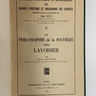 La philosophie de la matière chez Lavoisier