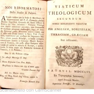 Viaticum theologicum nobili adolescenti paratum, cum Germaniam, et Galliam peragrare constituisset, frugi e honesto hebraicae gentis mercatore itineris comite. Viaticum theologicum secundum nobili adolescenti paratum per Angliam, Borussiam, Thraciam, Graeciam iter instituenti.