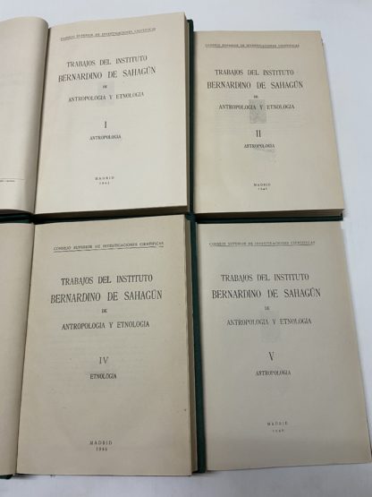 Trabajos del Instituto Bernardino De Sahagun de antropologia y etnologia I, II, IV, V