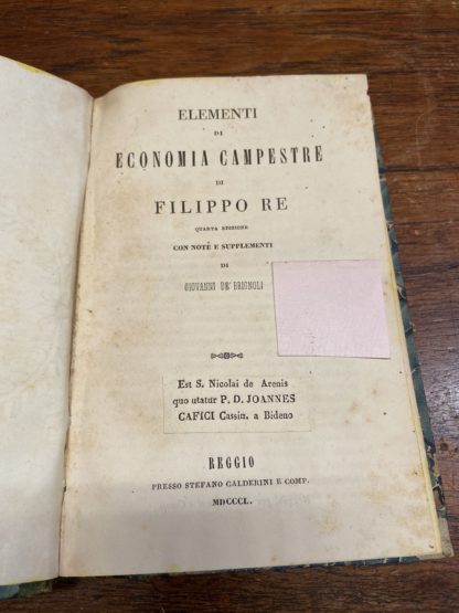 Elementi di economia campestre quarta edizione con note e supplementi di Giovanni De Brignoli