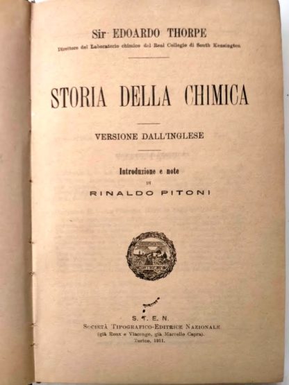 Storia della chimica. Tradotto da Rinaldo Pitoni.