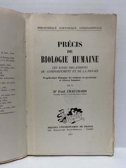 Precis de biologie humaine les bases organiques du comportement et de la pensee