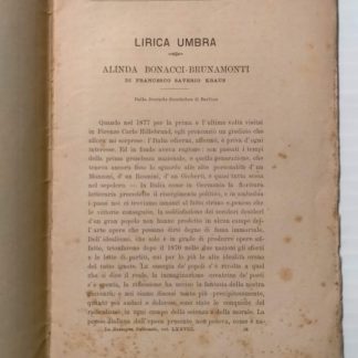 Lirica umbra: Alinda Bonacci Brunamonti (Dalla Deutsche Rundschau di Berlino).