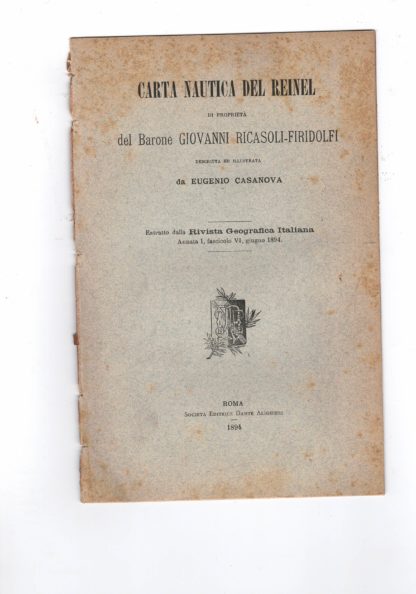 Carta nautica del Reinel di proprietà del Barone Giovanni Ricasoli-Firidolfi. Estratto dalla Rivista Geografica Italiana.