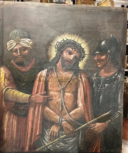 ECCE HOMO. Gesù Cristo condotto al supplizio tra un centurione romano ed un discepolo.