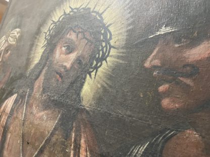 ECCE HOMO. Gesù Cristo condotto al supplizio tra un centurione romano ed un discepolo.