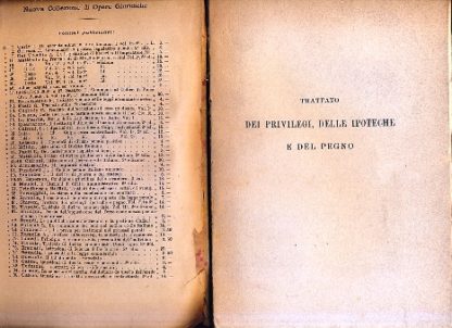 Trattato dei privilegi delle ipoteche e del pegno (Nuova Collezione di Opere Giuridiche - N. 65 e 106). Seconda edizione interamente rinnovata.