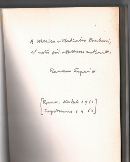 Vita d'arte su onde corte.Dedica dell'autore alla famiglia Bombacci