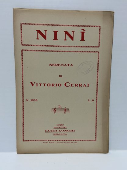Spartito musicale Ninì Serenata di Vittorio Cerrai