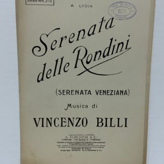 Spartito musicale Serenata delle rondini Serenata Veneziana Vincenzo Billi