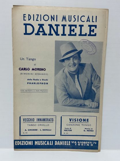 Spartito musicale Edizioni Musicali Daniele Un tango di Carlo Moreno Vecchio innamorato Visione