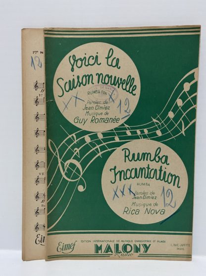 Spartiti musicali francese Voici la saison nouvelle Rumba Incantation Malony