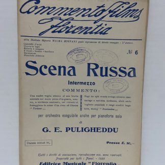 Spartito musicale Commento Films Florentia Scena russa Puglieddu