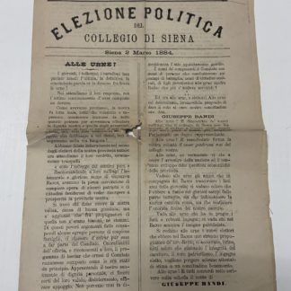 Elezione Politica del Collegio di Siena 2 marzo 1884 per Giuseppe Bandi