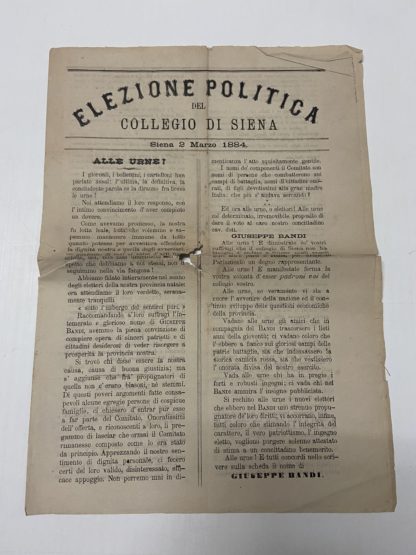 Elezione Politica del Collegio di Siena 2 marzo 1884 per Giuseppe Bandi