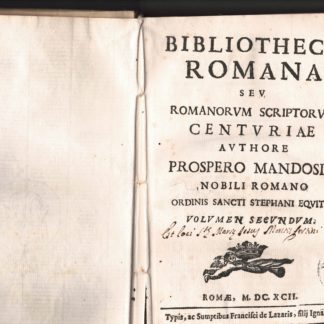 Bibliotheca Romana seu romanorum scriptorum centuriae.Volumen secundum.