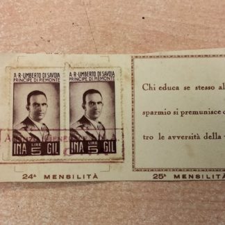 FRANCOBOLLO INA GIL -A.R.UMBERTODI SAVOIA PRINCIPE DI PIEMONTE L.5