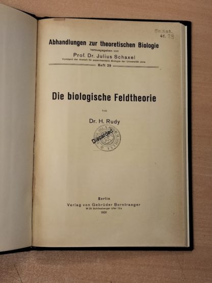 Die Biologische feldtheorie