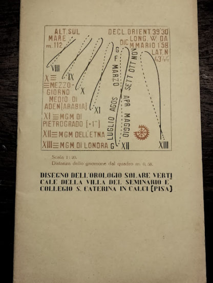 Disegno dell'orologio solare verticale della Villa del Seminario e Collegio S. Caterina in Calci (Pisa).