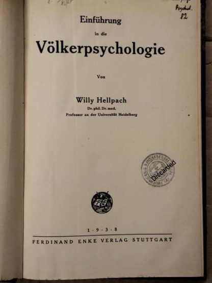 Einführung in die Völkerpsychologie.