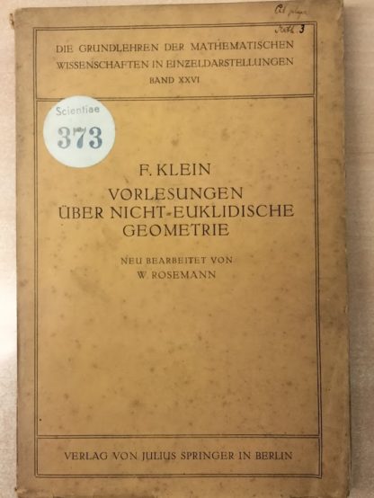 Vorlesungen Über Nicht-Euklidische Geometrie (Grundlehren Der Mathematischen Wissenschaften) (German Edition).