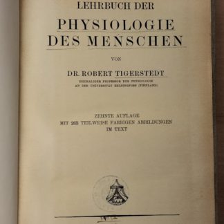 Lehrbuch der Physiologie des Menschen.