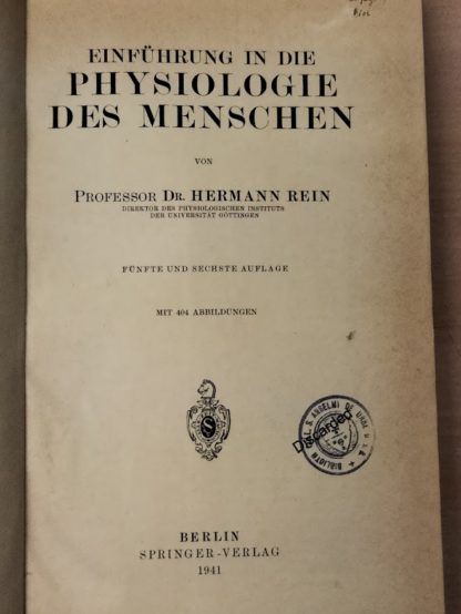 Einführung in die Physiologie des Menschen.