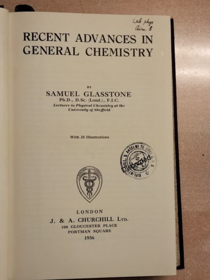 Recent Advances in General Chemistry.